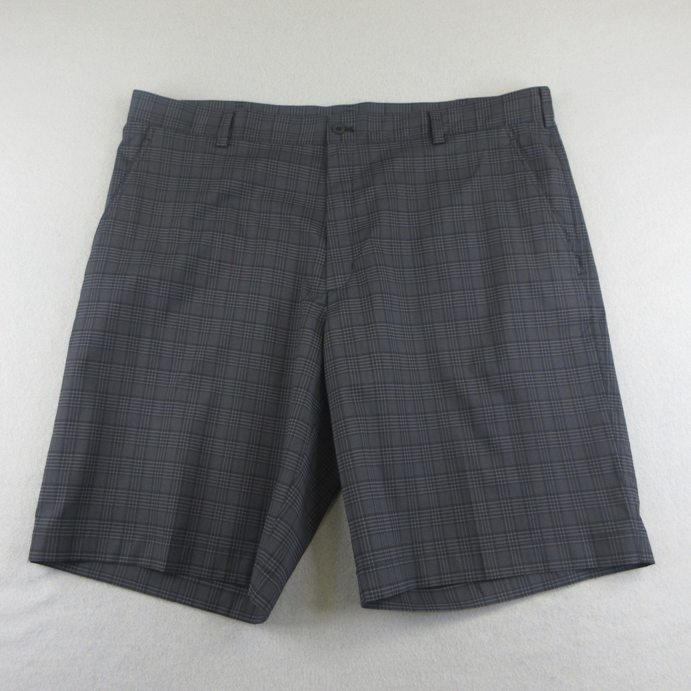Nike Golf Shorts Mens 40 Gray Plaid Dri-FIT Performance Athletic Flat Front